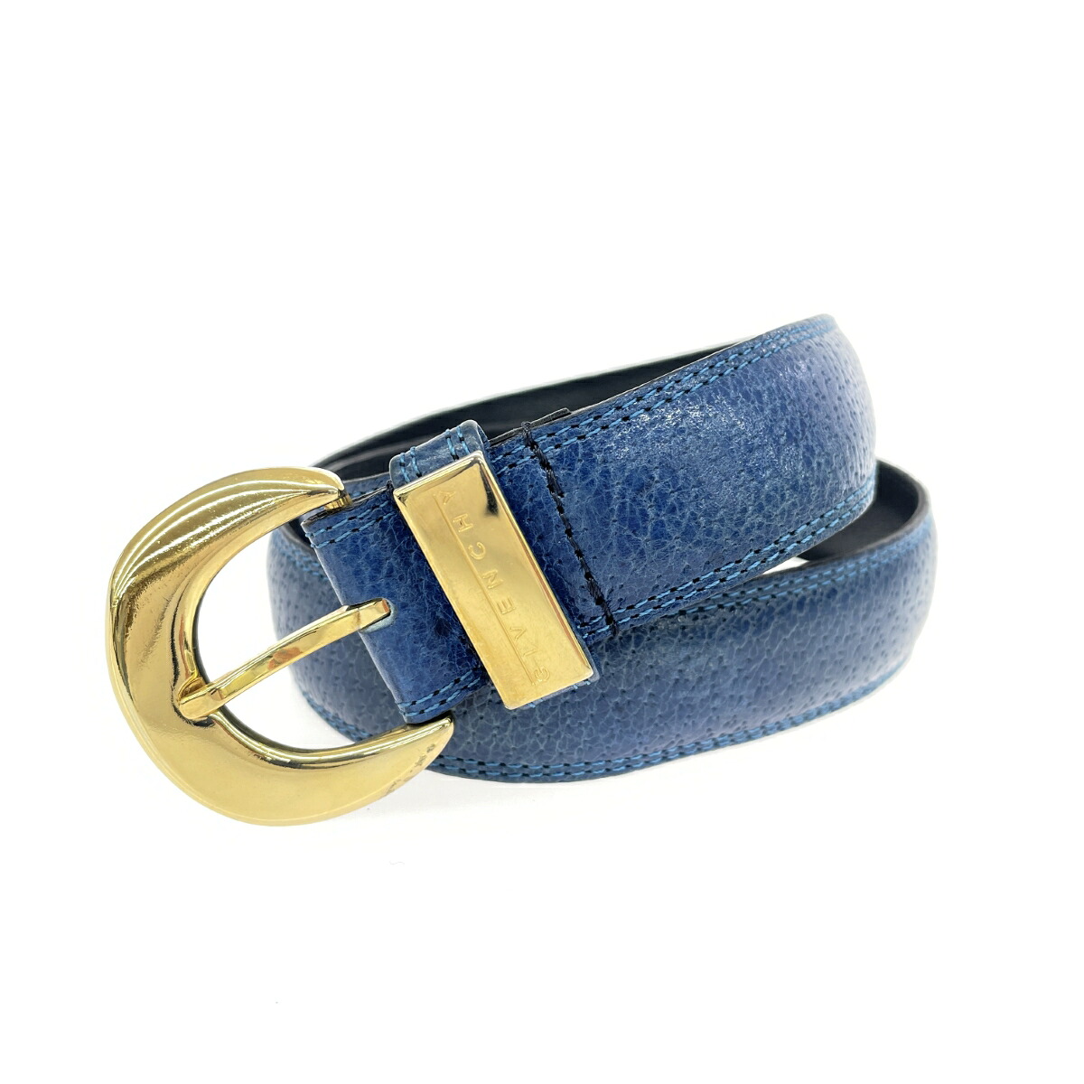GIVENCHY ジバンシィ ベルト ロゴ金具/レザー/ ヴィンテージ ブルー レディース【中古】
