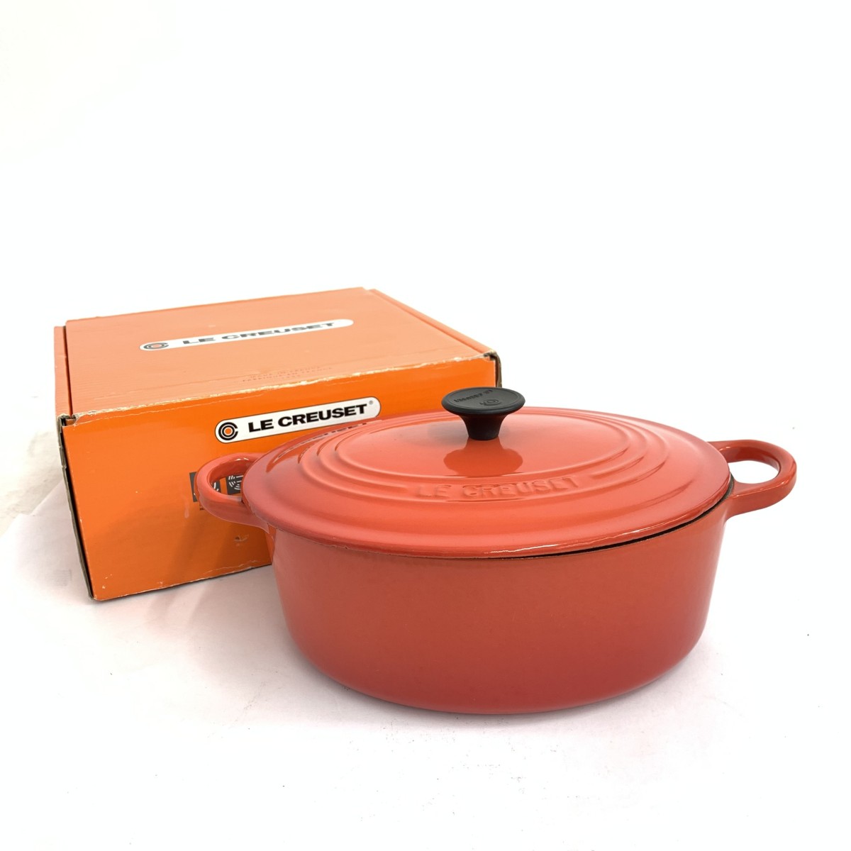 LE CREUSET ルクルーゼ ココットオーバル コーラル色 25cm 【中古】