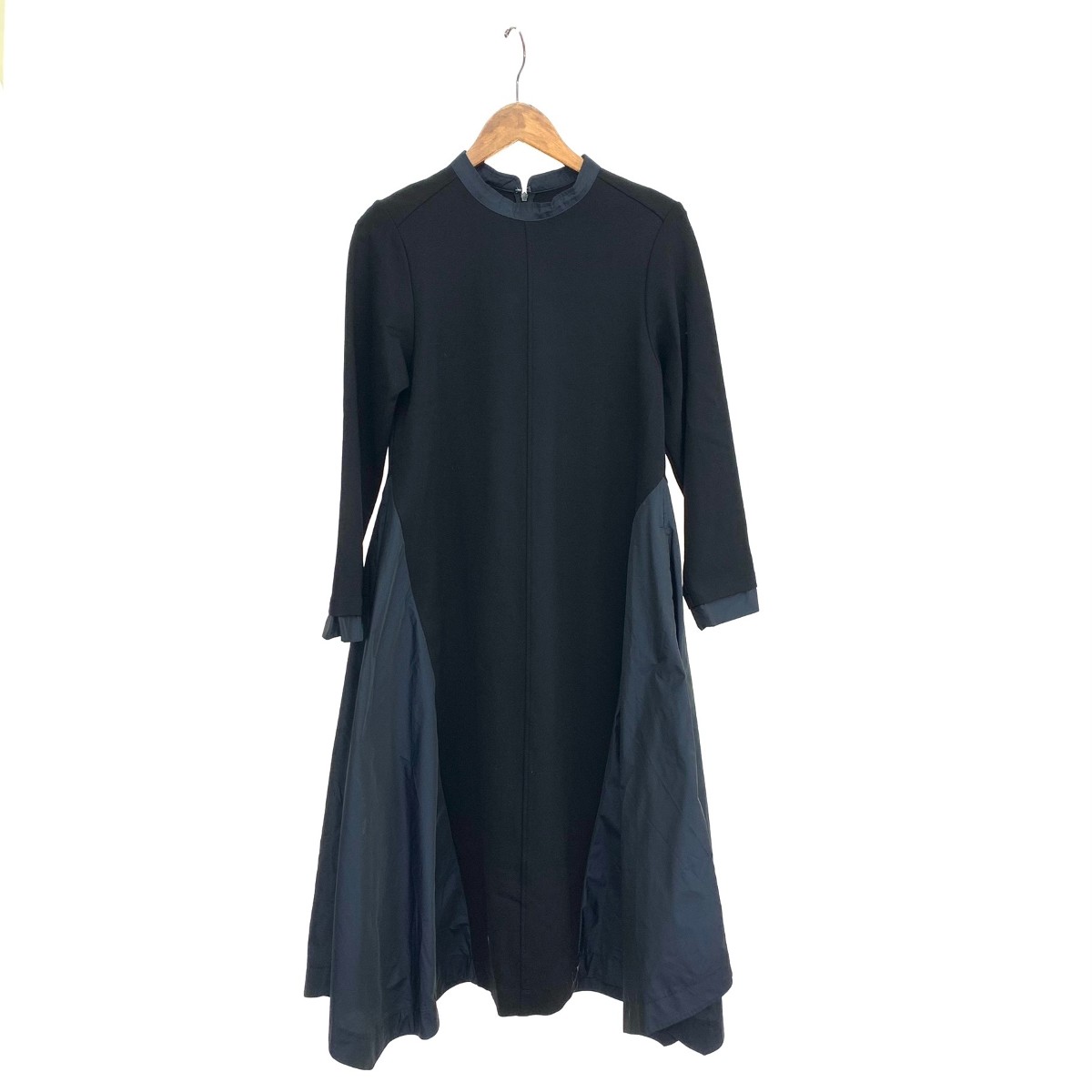 LANVIN en Bleu ランバンオンブルー アシンメトリーヘムコンビワンピース 良好 サイズ:38 長袖 3506321 ブラック/ネイビー レディース【中古】