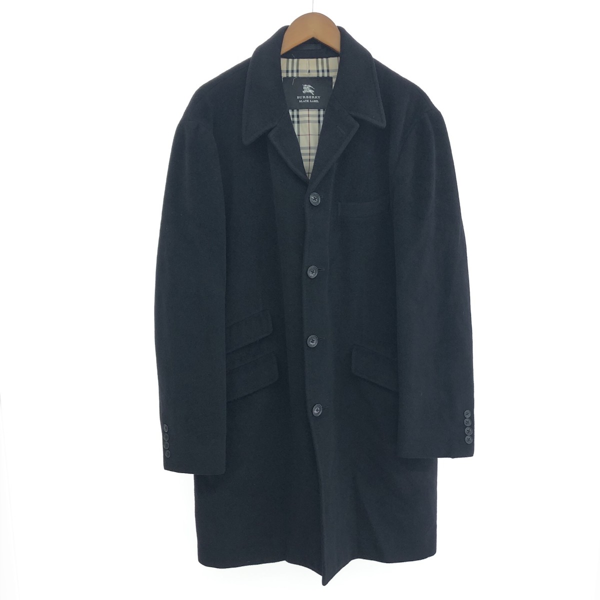 BURBERRY LONDON バーバリーロンドン ロングコート サイズ:LL アンゴラウール使用 ブラック メンズ【中古】