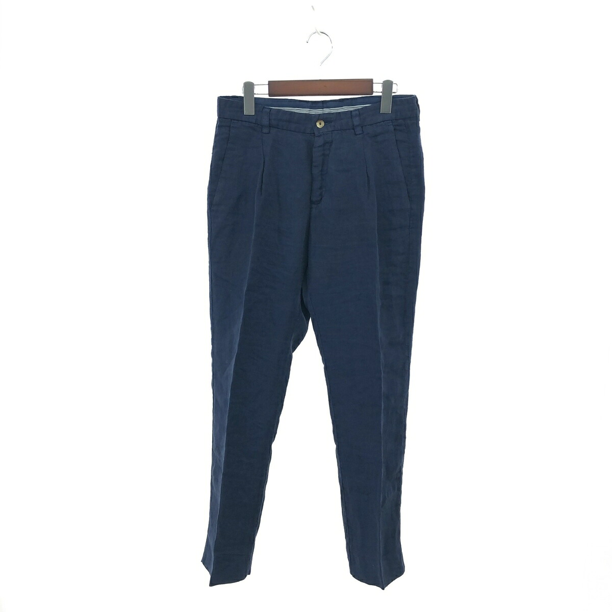 GIORGIO ARMANI ジョルジオアルマーニ タックスラックスパンツ サイズ:46 リネン ネイビー メンズ【中古】
