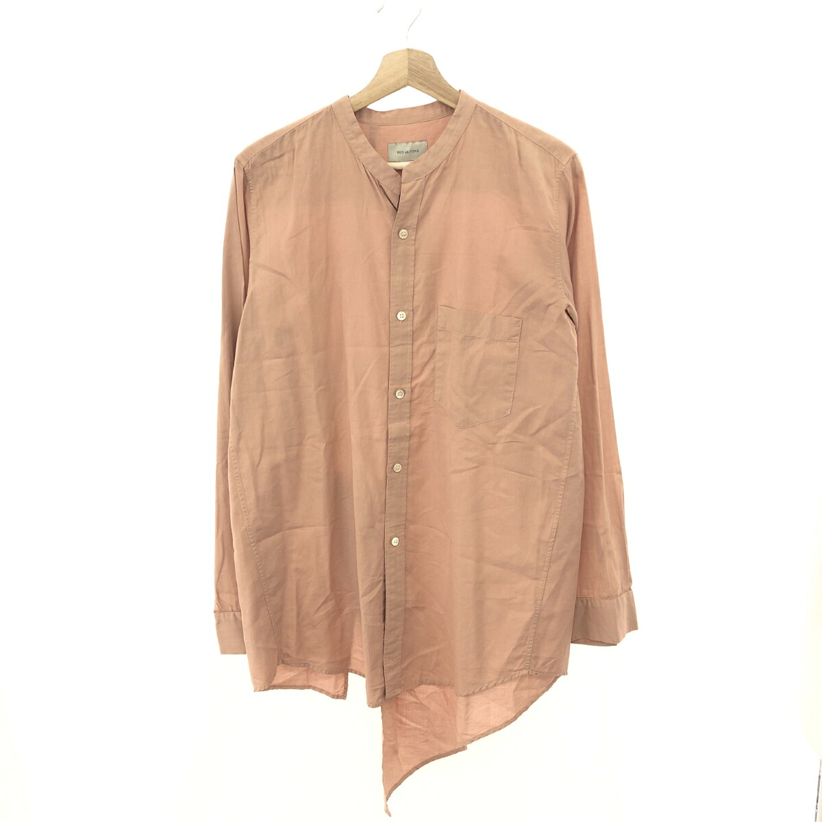 BED J.W. FORD ベッドフォード バックロングバンドカラーシャツ サイズ:1 コットンシルク ピンク/ベージュ メンズ【中古】