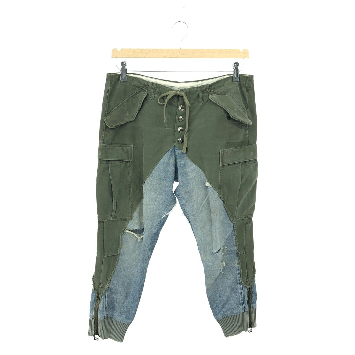 Greg Lauren グレッグローレン グレッグローレン/リメイクカーゴパンツ  サイズ:3     ブルー/カーキ メンズ【中古】