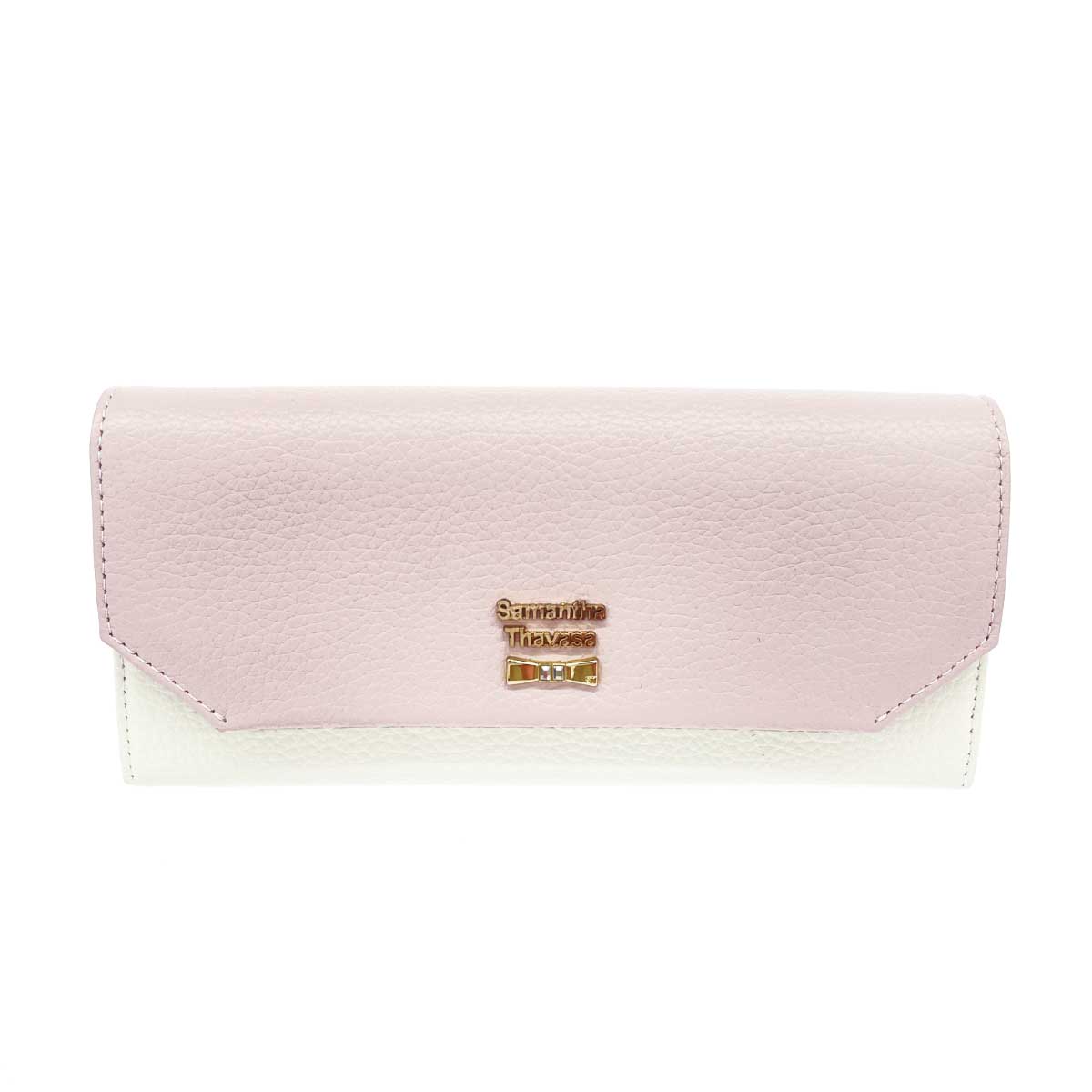 Samantha Thavasa サマンサタバサ 二つ折り財布 美品 レザー ホワイト/ベビーピンク レディース【中古】