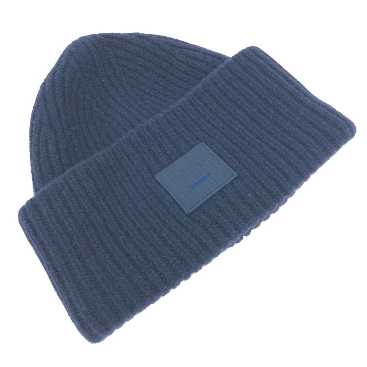 acne studios アクネストゥディオズ ニット帽/LARGE　FACE ウール100％ FA-UX-HATS000063 ネイビー ユニセックス【中古】