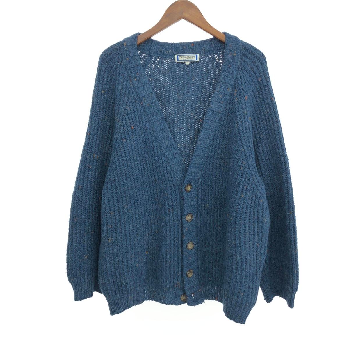 YvesSaintLaurent(YSL) イヴサンローラン 長袖ジレー  大きさ:3 羊毛×モヘア×アクリル樹脂    青色 メンズ【中古】