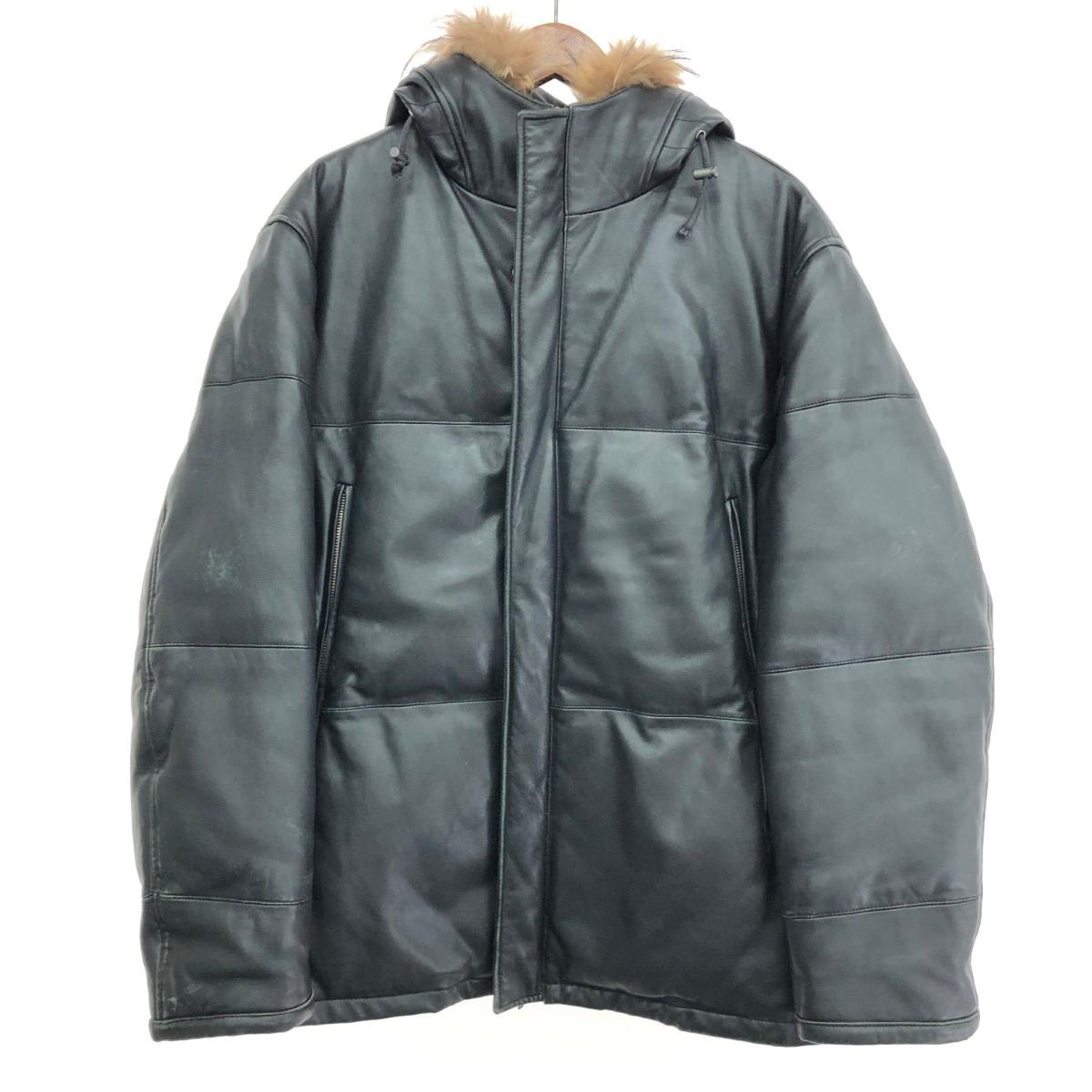 COMME CA DU MODE コムサデモード レザーダウンジャケット 2XL 羊革/ラクーンファー/ジップアップ ブラック メンズ【中古】 12,496円