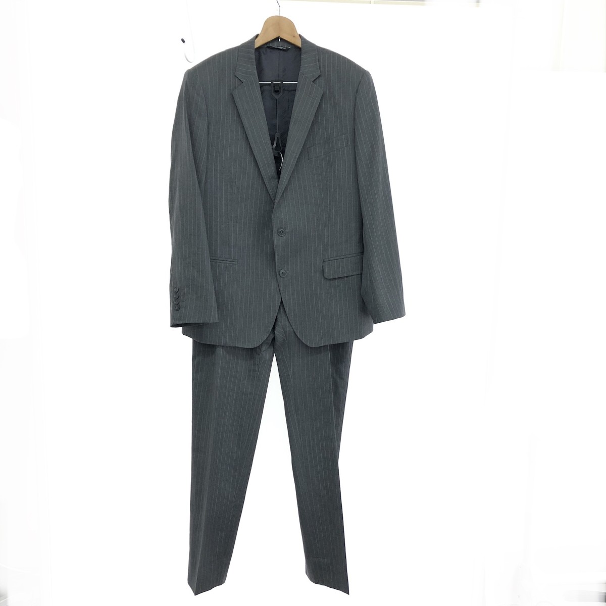 DOLCE&GABBANA ドルチェ&ガッバーナ 3Bストライプスーツ サイズ:52 裏地ロゴ総柄 グレー メンズ【中古】|リサイクル ティファナ