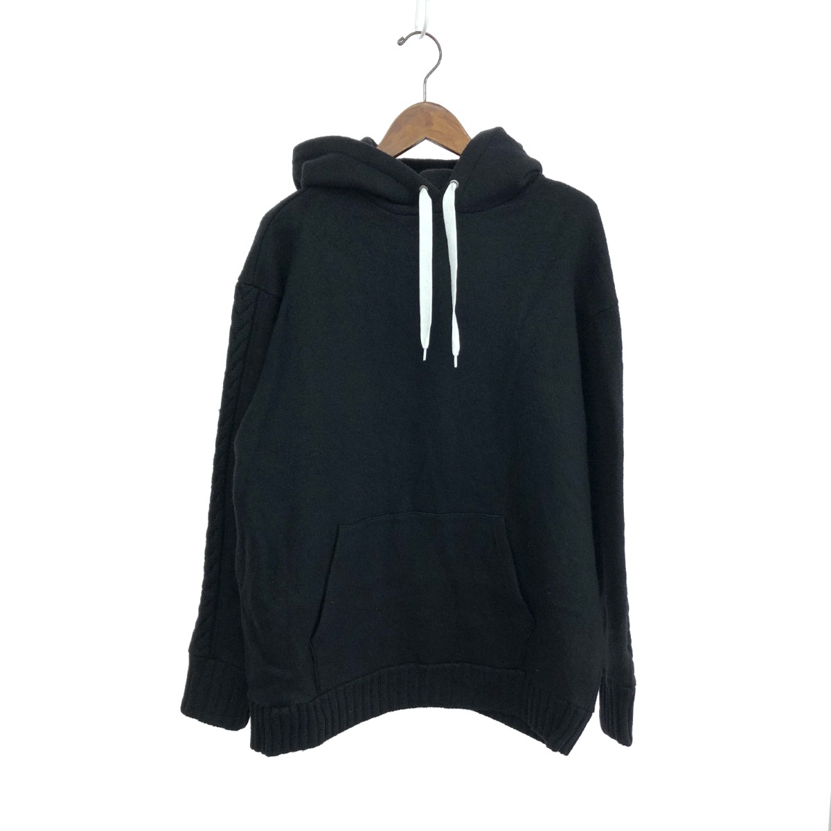 rykt リクト ウールフェルトケーブルフーディ  大きさ:L Wool felt cable hoodie rykt-A210004   黒いこと メンズ【中古】