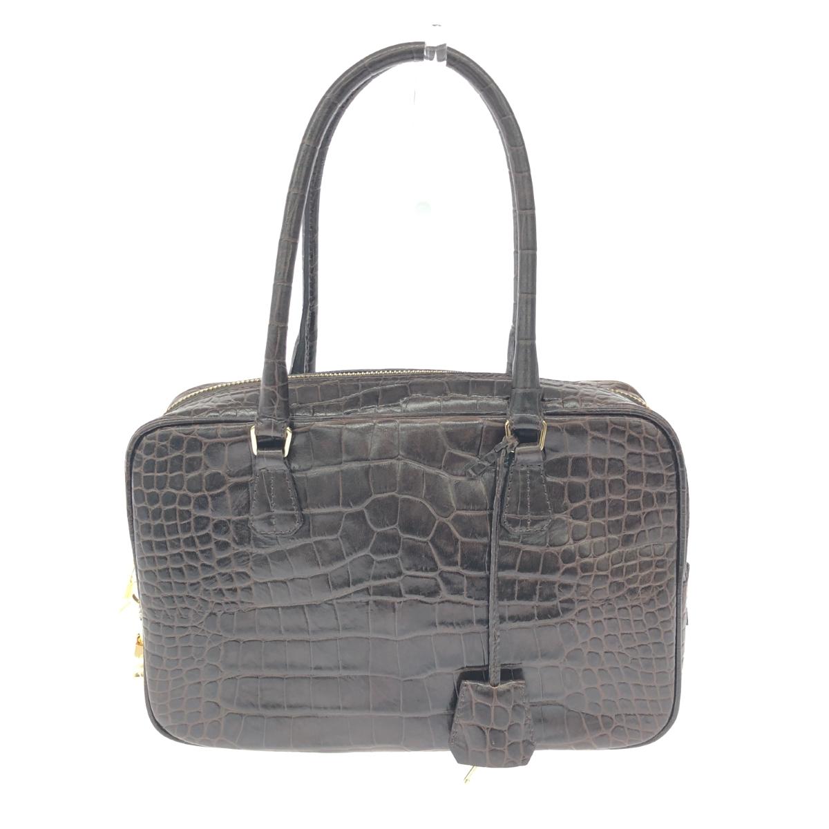 A.D.M.J (Accessoires De Mademoiselle) アクセソワドゥマドモアゼルジャップ ハンドバッグ 美品 クロコ型押し ブラウン レディース【中古】 12,320円