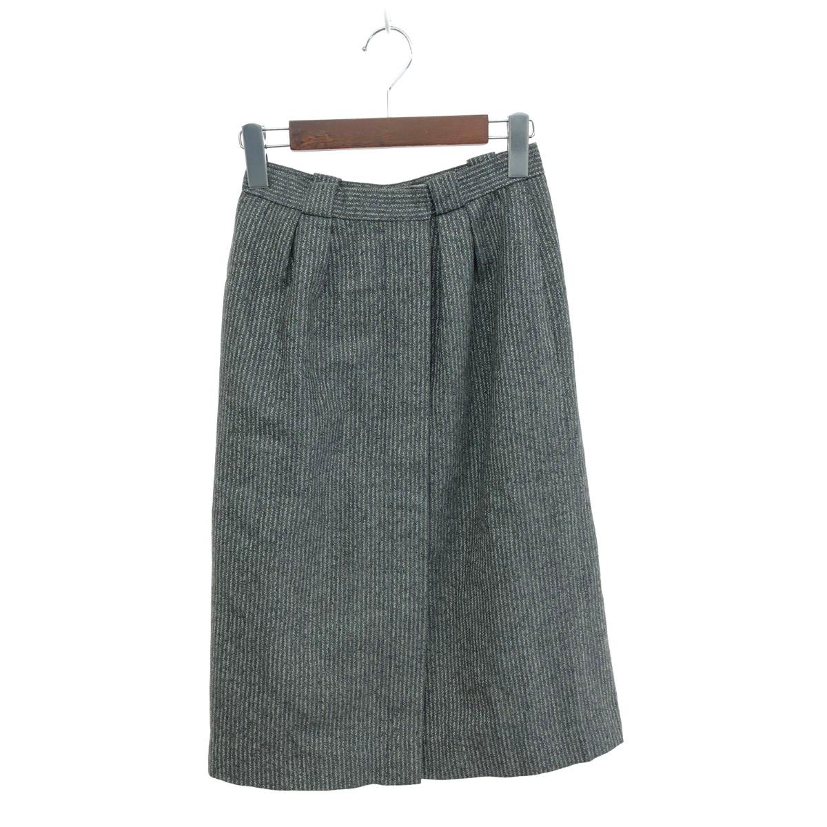 Christian Dior クリスチャンディオール ロールスカート 良好 サイズ:L vintage/wool/ストライプ グレー レディース【中古】