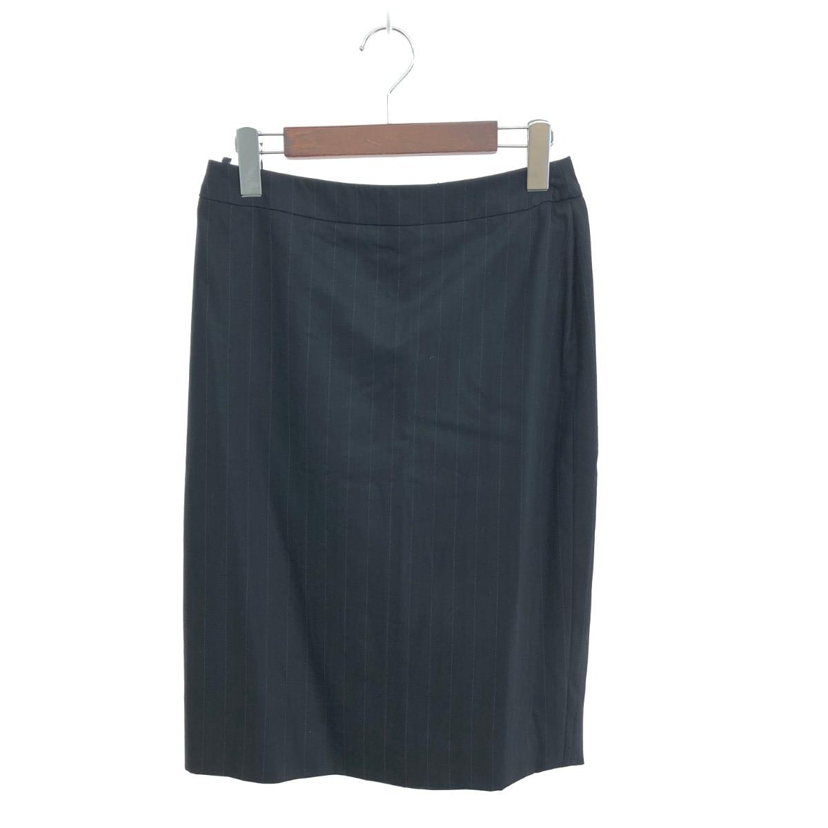 Christian Dior ディオール スコート 好ましい 大きさ:38 縞模様/羊毛/裏地地絹    黒いこと レディース【中古】
