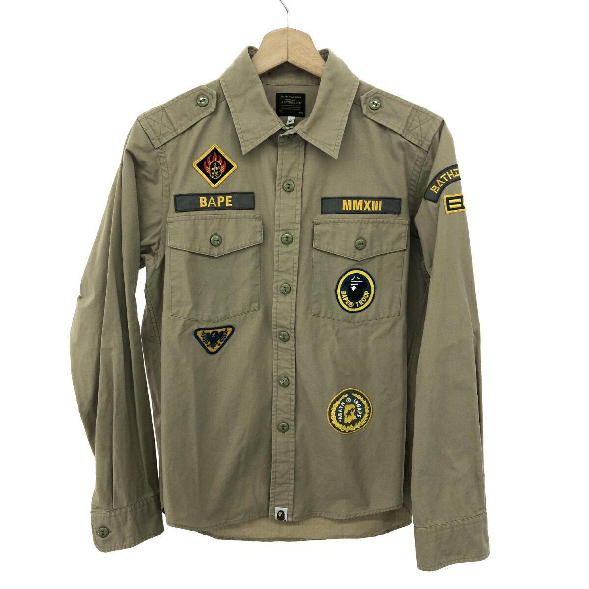 A BATHING APE アベイシングエイプ 細工物プルオーバー  大きさ:M 紋章 001SH0801022X   ベージュ メンズ【中古】