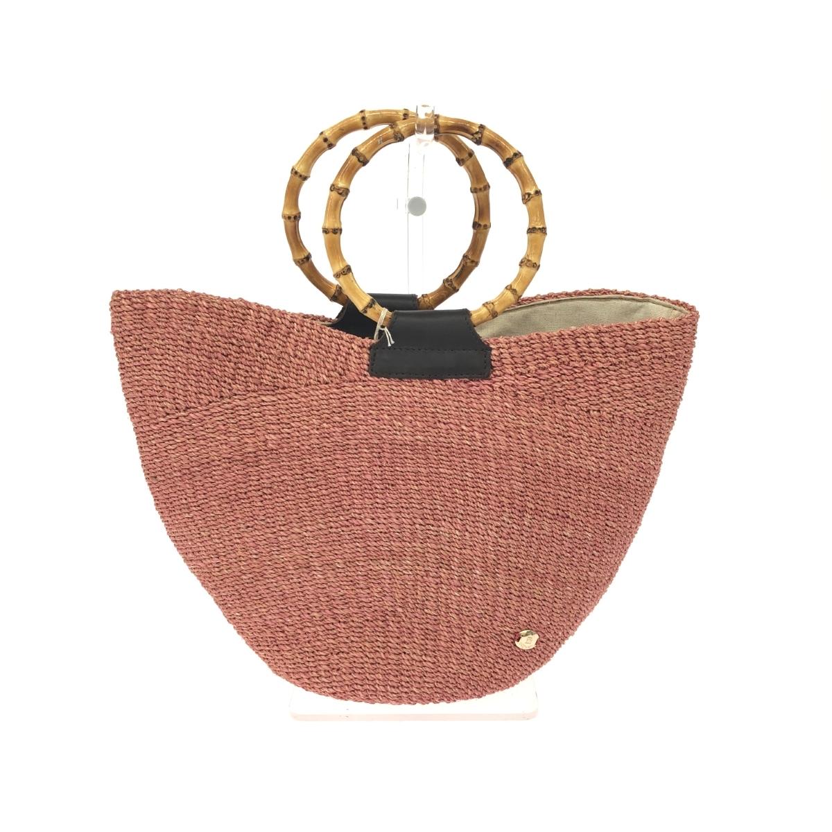 TREASURE TOPKAPI トレジャートプカピ かご御徒面子 未当て嵌める品  バンブーハンドル マニラ麻    サクラ色 レディース【中古】