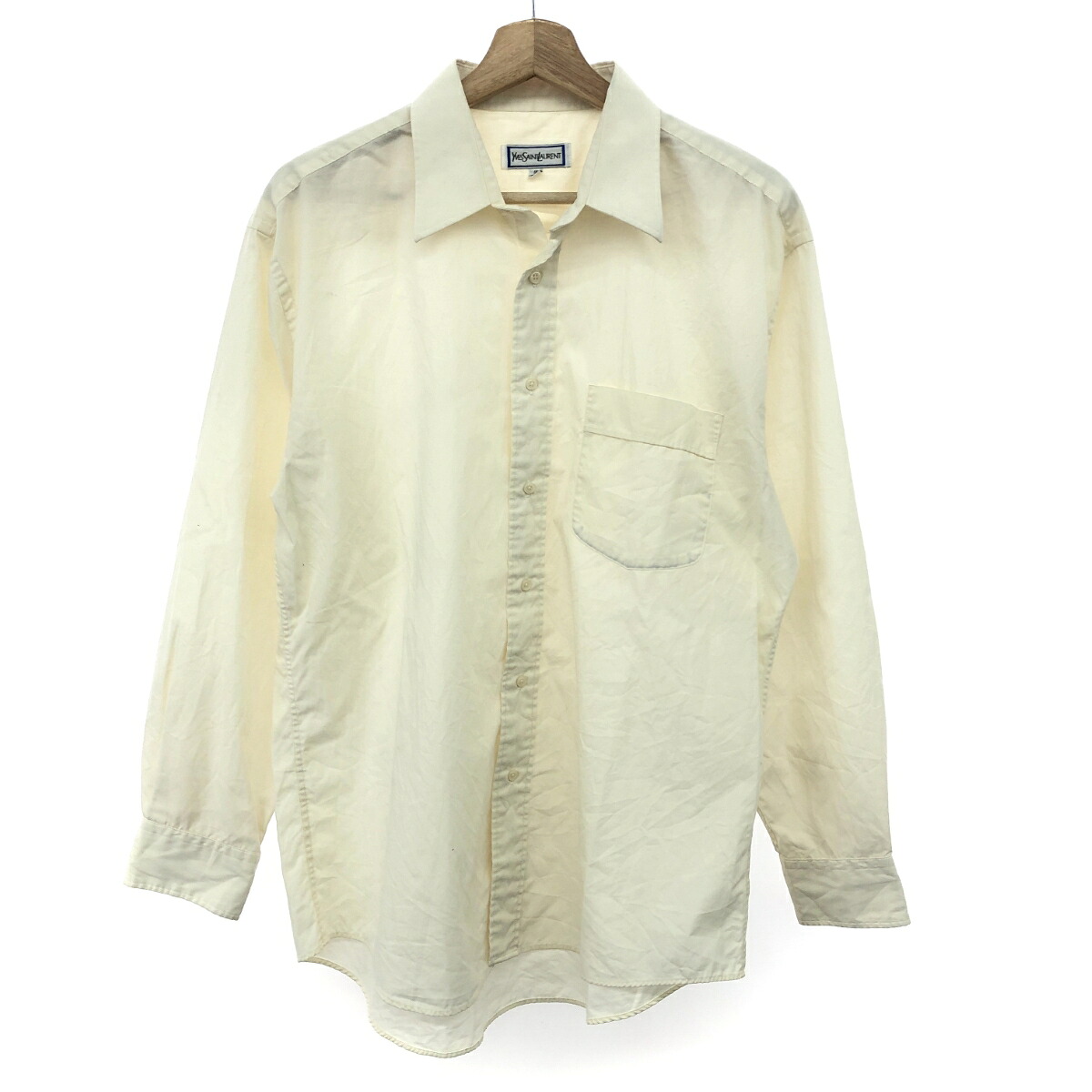 Yves Saint Laurent rive gauche イブサンローランリブゴーシュ 長袖シャツ サイズ:32-33 ヴィンテージ品 ベージュ メンズ【中古】
