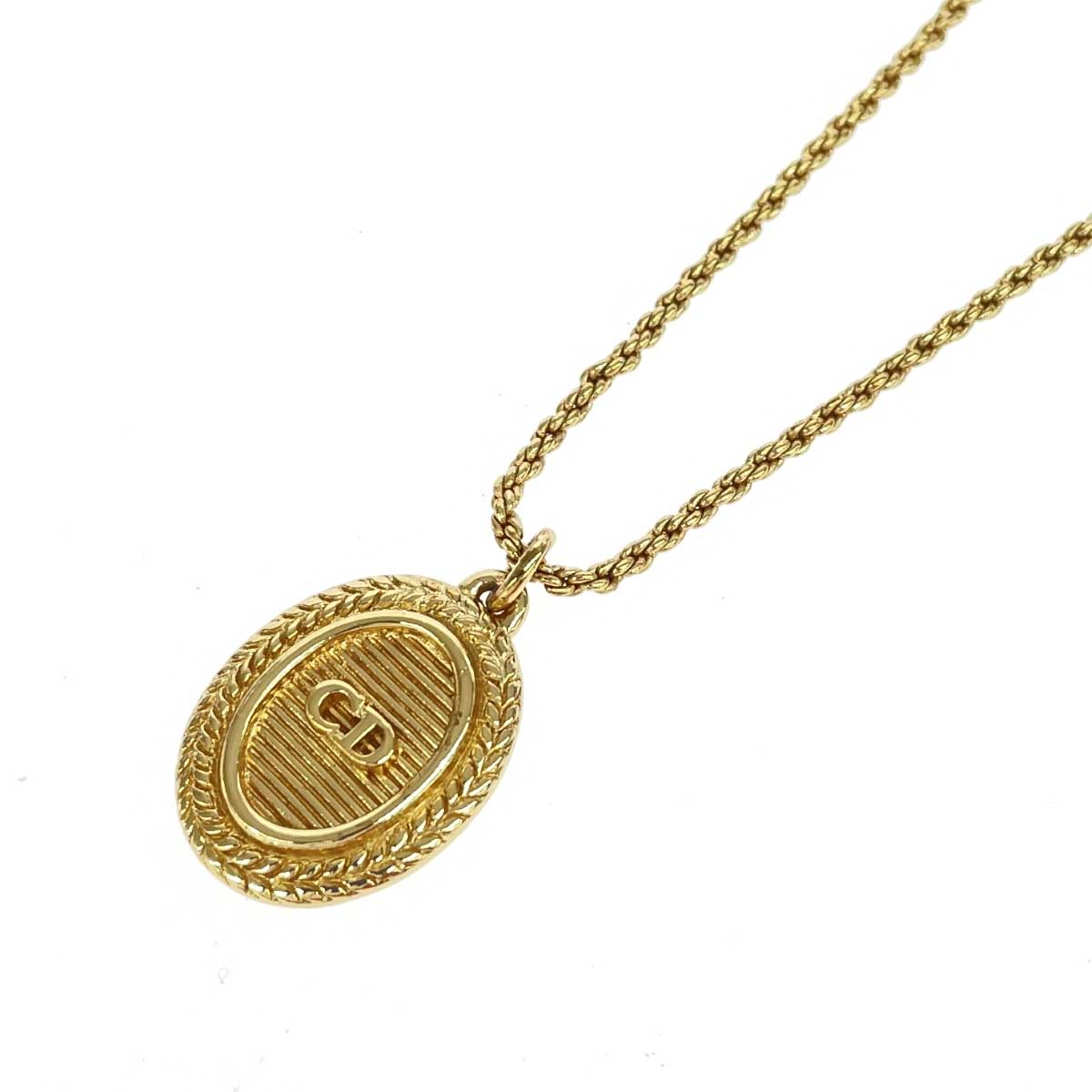 Christian Dior ディオール 首飾り 好ましい  CDロゴタイプ/オーバル一皿/GP/ ヴィンテージ   ゴールド色合い レディース【中古】