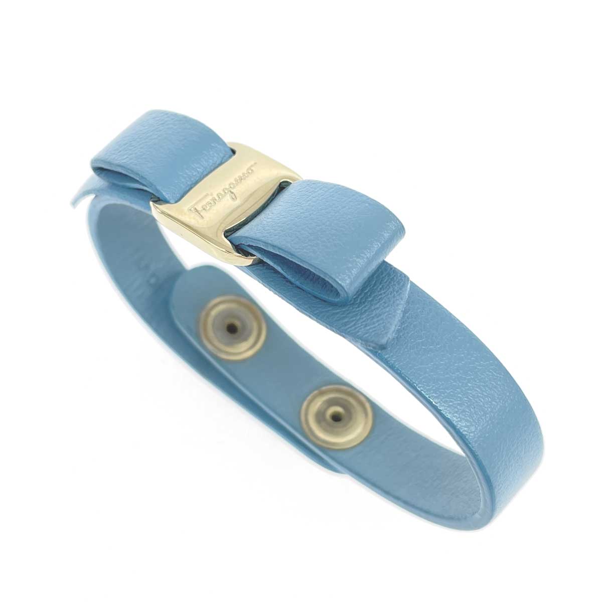 Salvatore Ferragamo サルヴァトーレフェラガモ 腕輪 好ましい  なめし革/ ヴァラ/シュロの葉   ターコイズブルー レディース【中古】