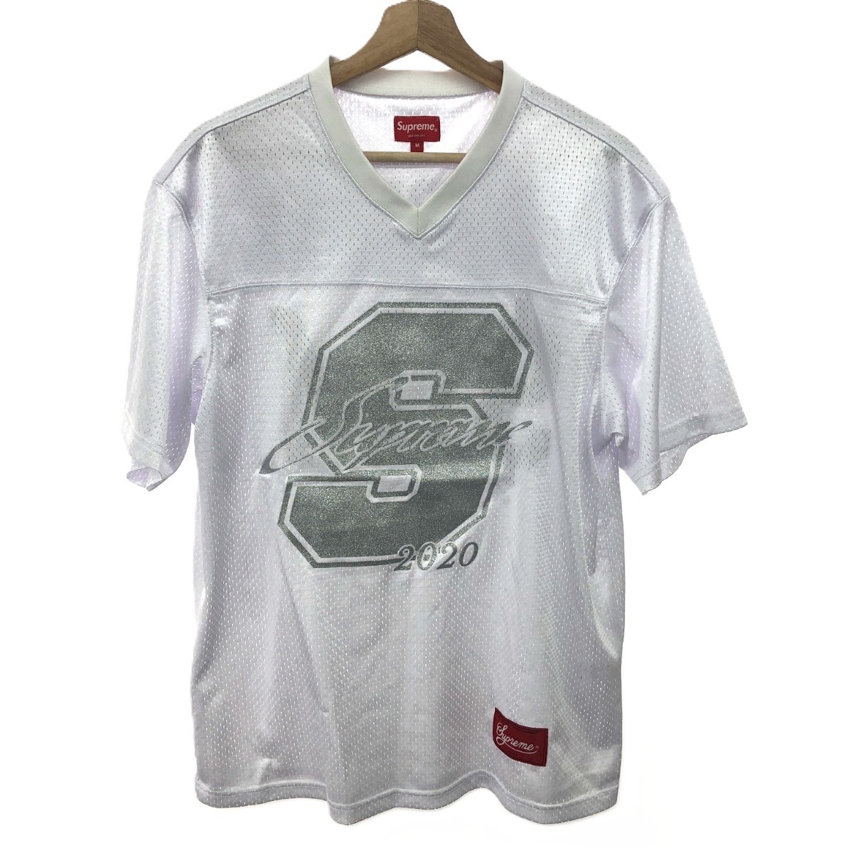 SUPREME シュプリーム グリッターフットボールトップ 良好 サイズ:M メッシュ/20SS ホワイト メンズ【中古】