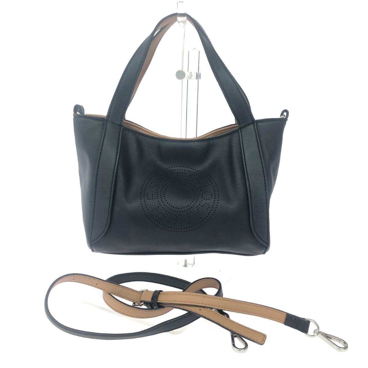 GUESS ゲス 2WAYトートバッグ パンチング/PVC ブラック レディース【中古】