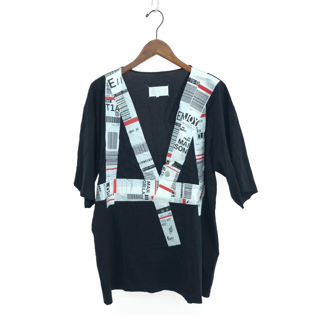 Maison Margiela メゾンマルジェラ 半袖カットソー 良好 サイズ:M Vネック/プリント/4つタグ S29GC0211/18ss ブラック レディース【中古】