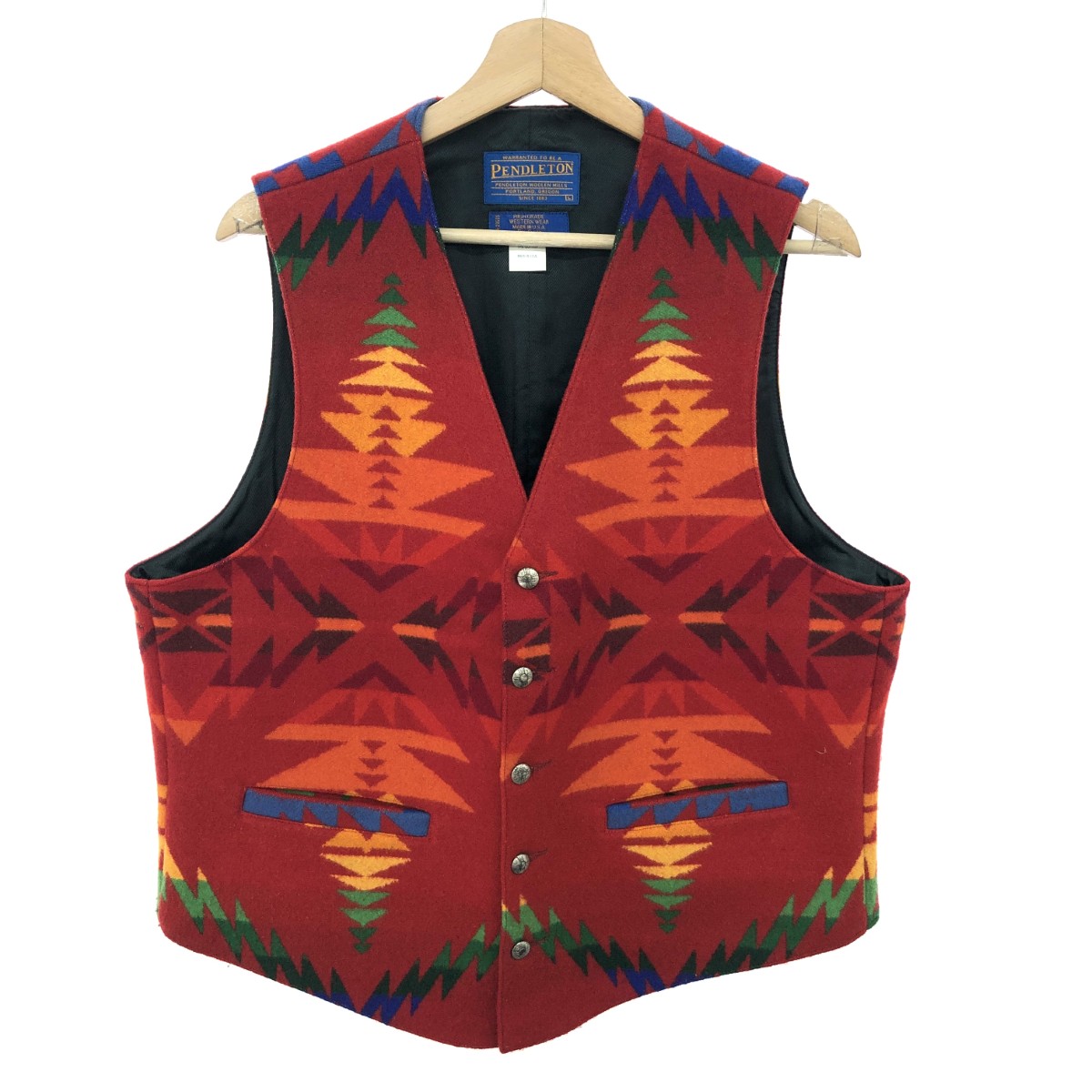 PENDLETON ペンドルトン ネイティブ柄ベスト サイズ:L コンチョボタン USA製 レッド メンズ【中古】|リサイクル ティファナ