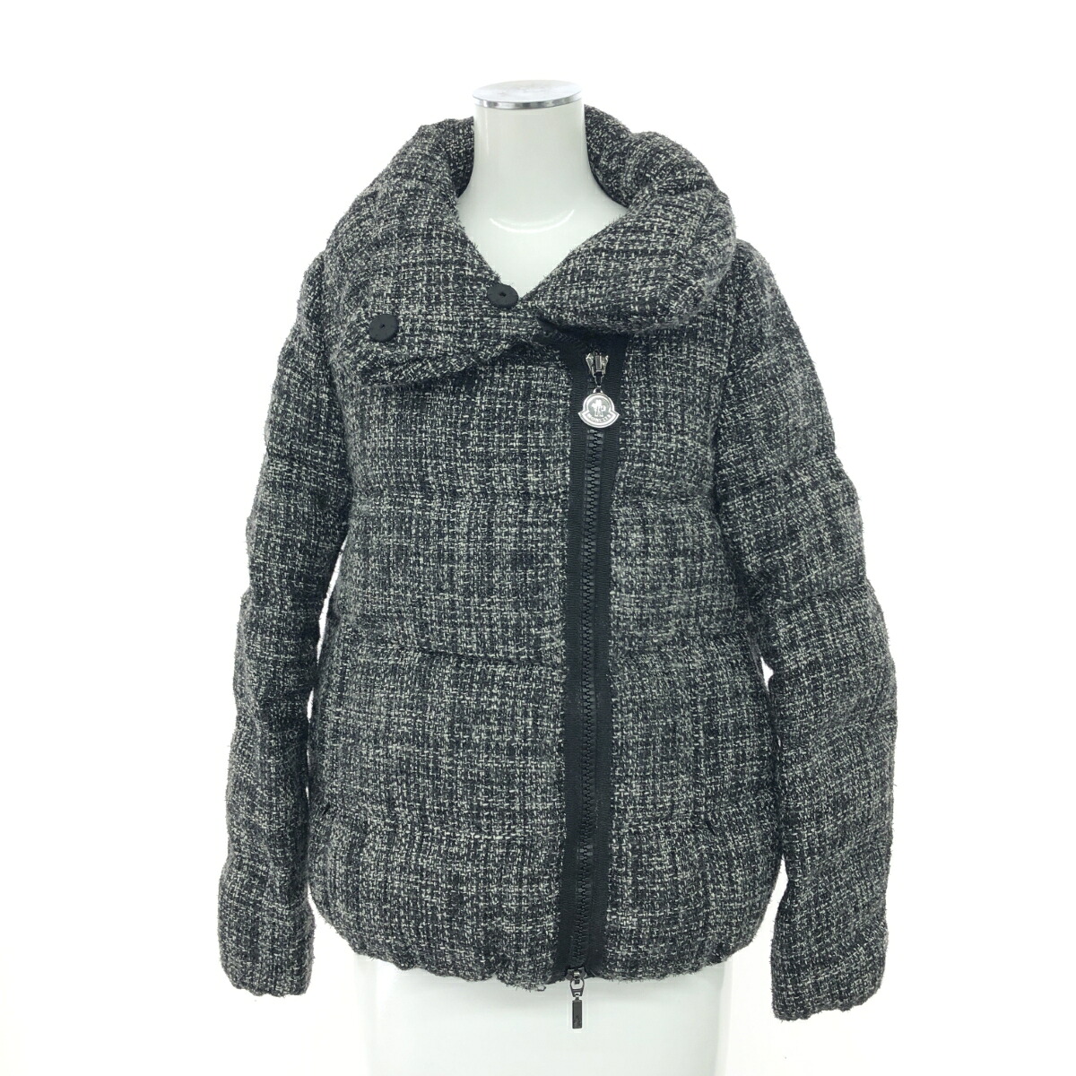 MONCLER モンク軌跡 ツイードダウンジャケット  大きさ:00 ROCHERS GIUBBOTTO/アウター/遊撃手    黒いこと/白いこと レディース【中古】