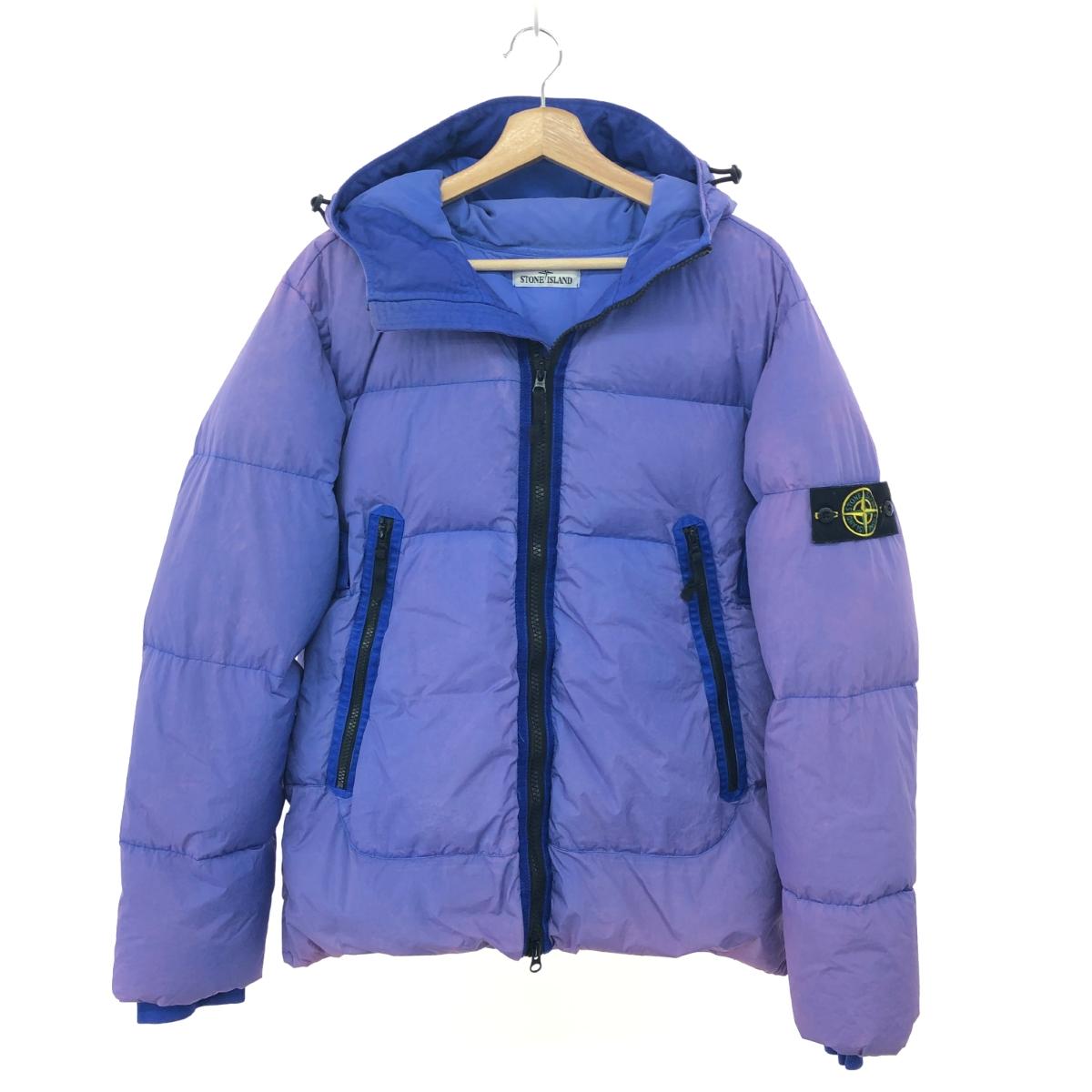 STONE ISLAND ストーンアイランド GARMENT DYED　CRINKLE　REPS　NY サイズ:L ダウンジャケット ダウン80％ パープル/ブルー メンズ【中古】｜リサイクル ティファナ