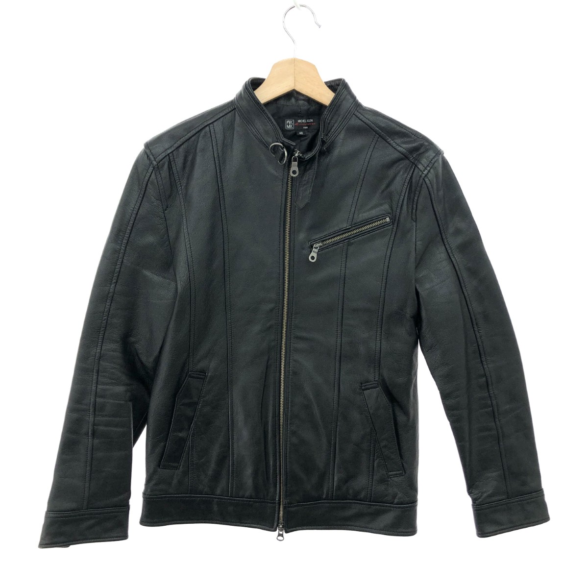 MICHEL KLEIN homme ミッシェルクランオム シングルライダースラムレザージャケット 48 ブラック メンズ【中古】
