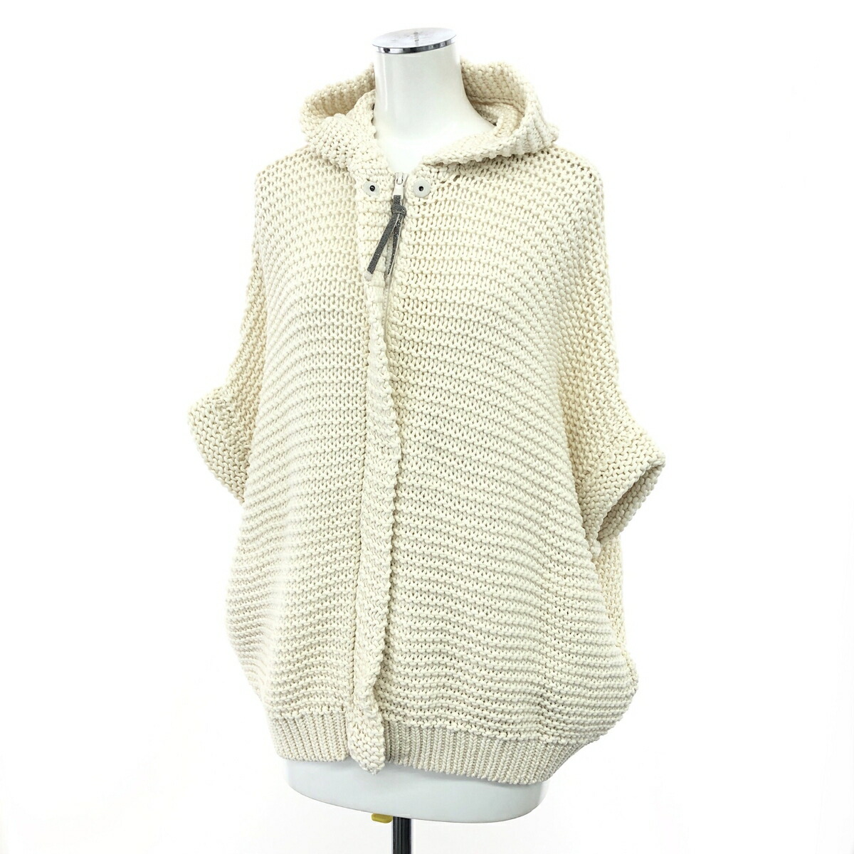 BRUNELLO CUCINELLI ブルネロクチネリ フーディニットカーディガン 好ましい 弱められた大きさ:XXS 半袖 21SS  綿織物100％ 白いこと レディース【中古】