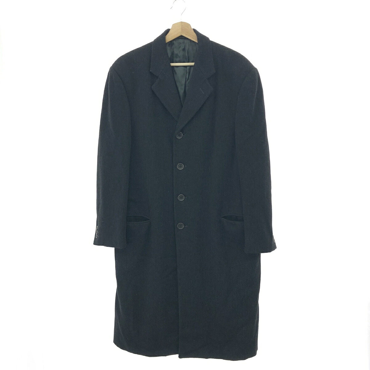 ARMANI COLLEZIONI アルマーニ コレッツォーニ チェスターコート  大きさ:52 アーカイブ/ロング丈/アウター   毛糸混 黒いこと メンズ【中古】