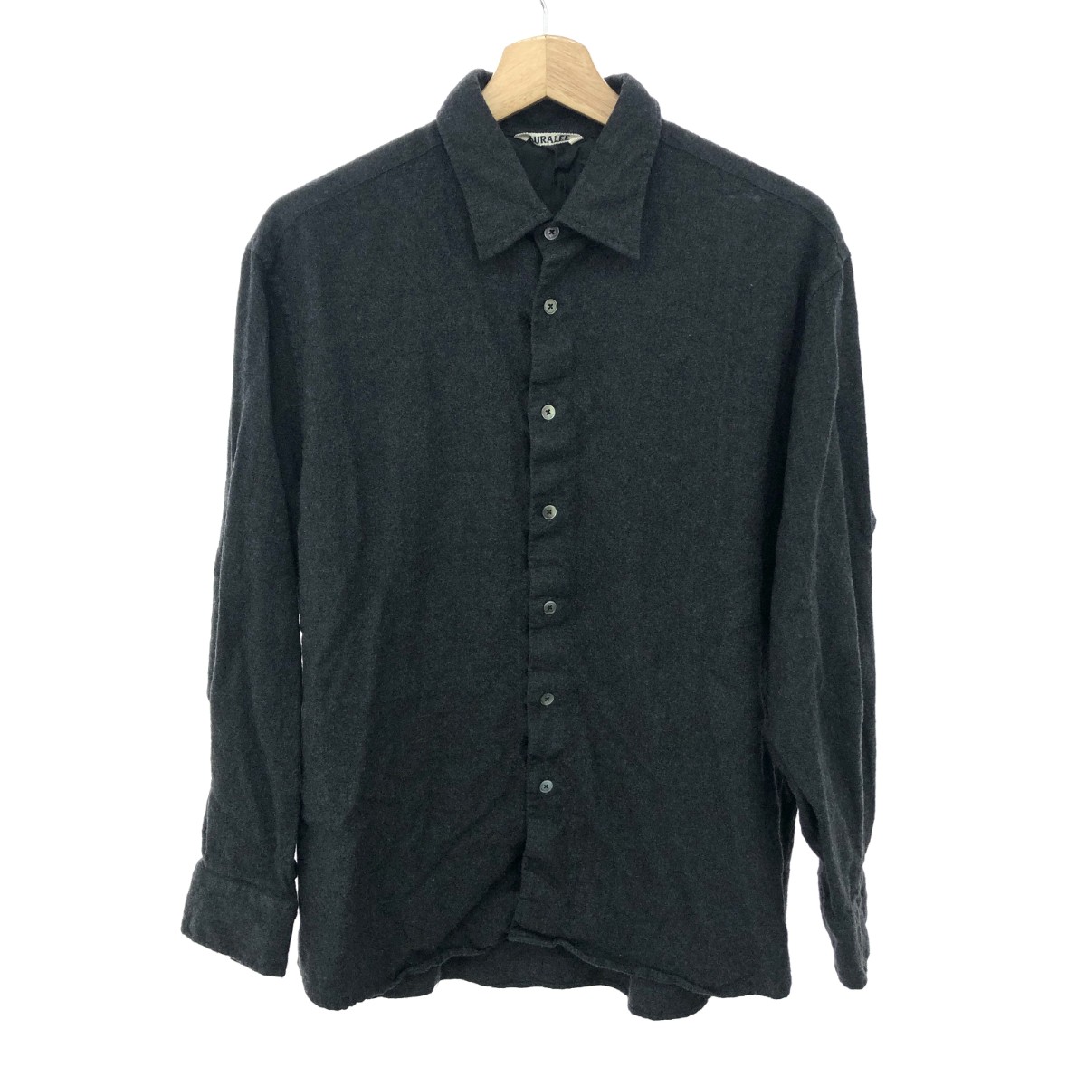 AURALEE オーラリー スーパーライトウールシャツ 好ましい 大きさ:4 SUPER LIGHT WOOL SHIRT 25AW/A25AS01os   薄墨色 メンズ【中古】
