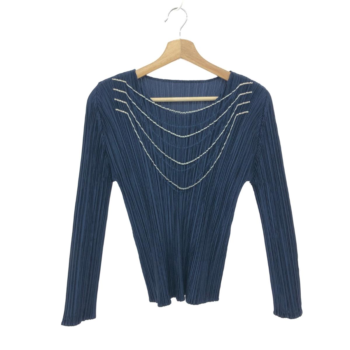 PLEATS PLEASE プリーツプリーズ カットソー 良好 サイズ:3 ネックレス風 PP33-JK745 ネイビー レディース【中古】｜リサイクル ティファナ 20,306円