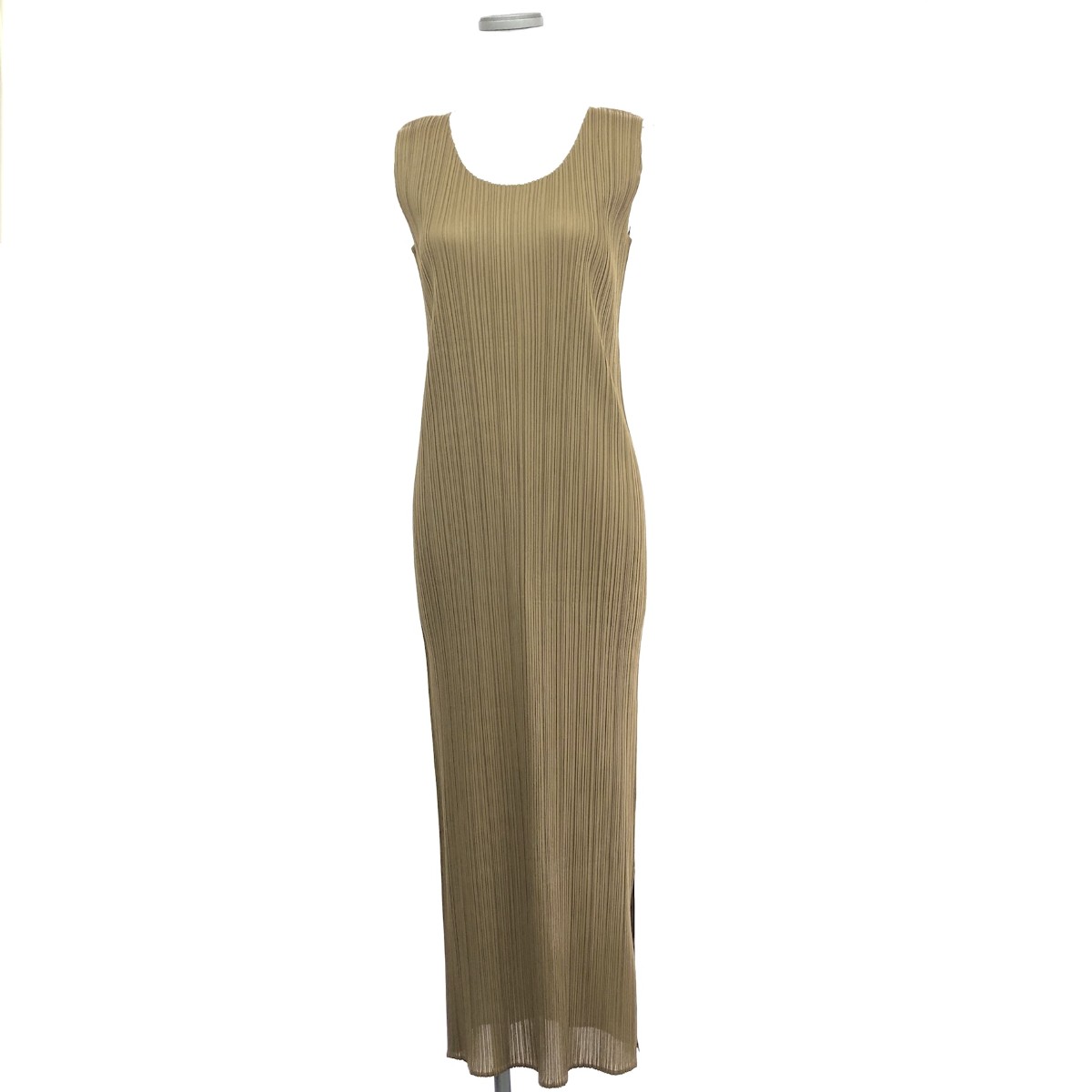 PLEATS PLEASE 筋目プリーズ ノースリーブ衣装  大きさ:M 姿勢細長い切口 PP05-JH616   ベージュ レディース【中古】