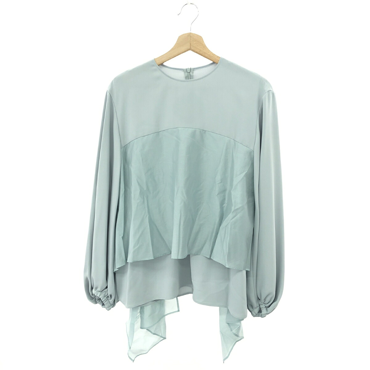 ADORE アドーア コンパクトサテンブラウス 良好 サイズ:38 シアー素材レイヤード/プルオーバー 5314210122/24SS ブルー レディース【中古】｜リサイクル ティファナ