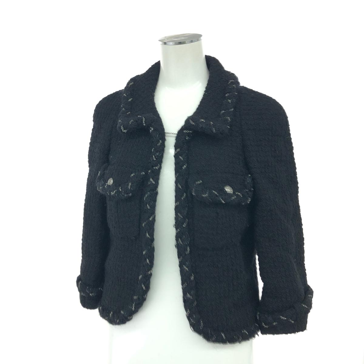 CHANEL シャネル ツイードジャケット サイズ:34 ココマーク釦/チェーンステッチ P32119V21982/07A ブラック レディース【中古】｜リサイクル ティファナ