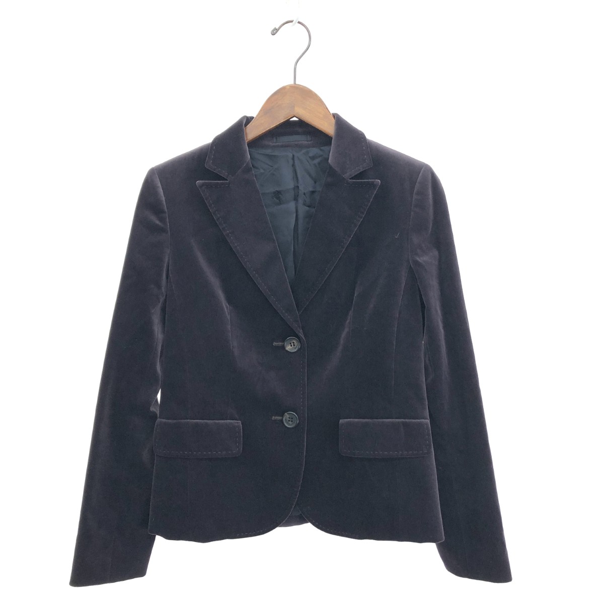 BURBERRY LONDON バーバリーロンドン ベロア2Bジャケット 良好 サイズ:40 総裏地 パープル レディース【中古】｜リサイクル ティファナ