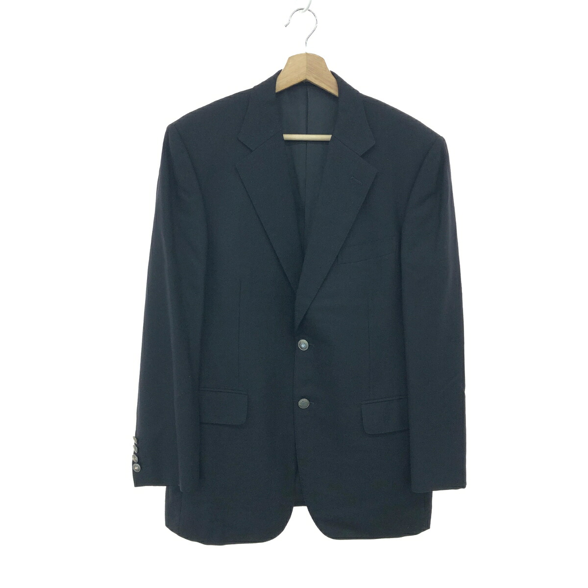 Aquascutum アクアスキュータム 2B上衣  大きさ:AB5 銀釦 カシミール混    黒いこと メンズ【中古】