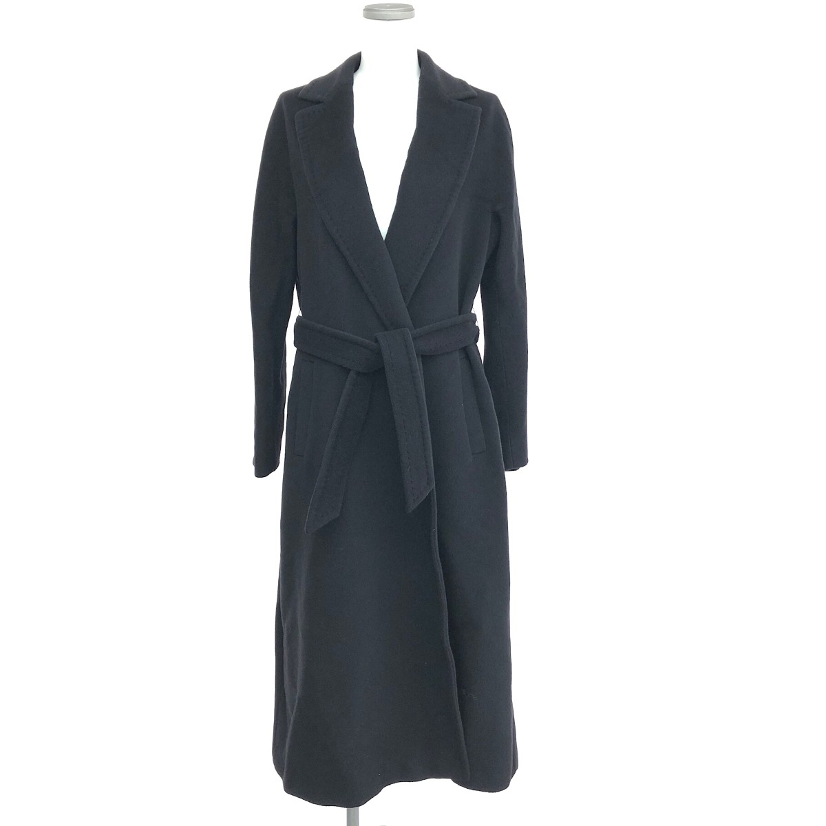 MaxMara STUDIO マックスマーラ ステュディオ ロングショールカラーコート 好ましい 大きさ:44 羊毛100％    黒いこと レディース【中古】