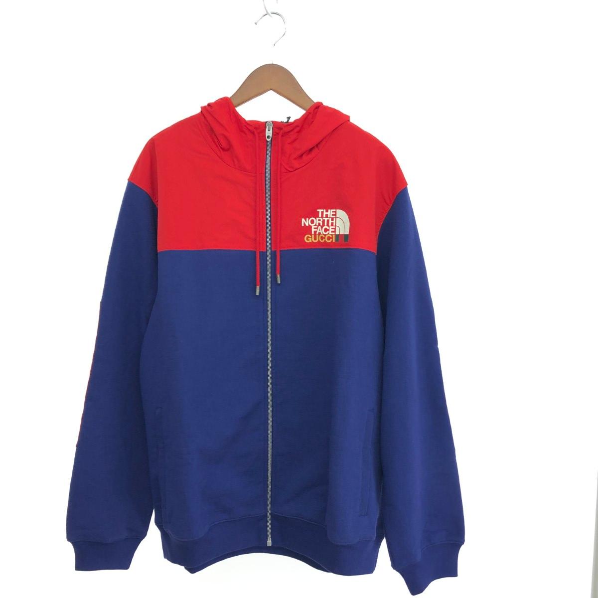 GUCCI グッチ ジップアップパーカー/ノースフェイスコラボ 美品 サイズ:L 641462 レッド/ネイビー メンズ【中古】｜リサイクル ティファナ