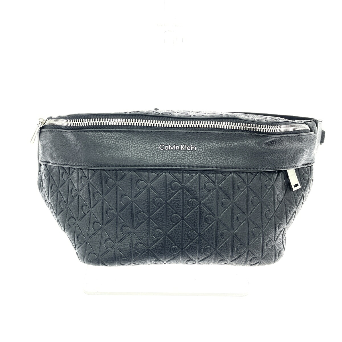CALVIN KLEIN カルバンクライン 酉の方角合財袋 美品  CKロゴタイプ/PVC    黒いこと ユニ一発やる【中古】