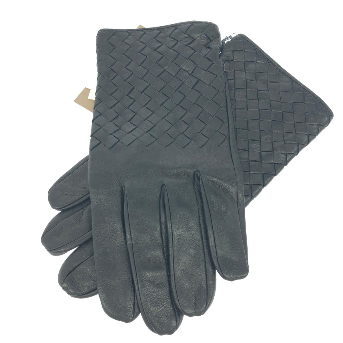 BOTTEGA VENETA ボッテガヴェネタ グローブ/イントレチャート 新品負けず劣らず  なめし革    黒いこと メンズ【中古】