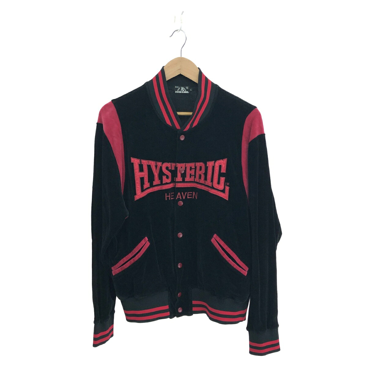 HYSTERIC GLAMOUR ヒステリックグラマー ベロアスタジャン 好ましい 大きさ:L  17AW   黒いこと/赤いこと メンズ【中古】