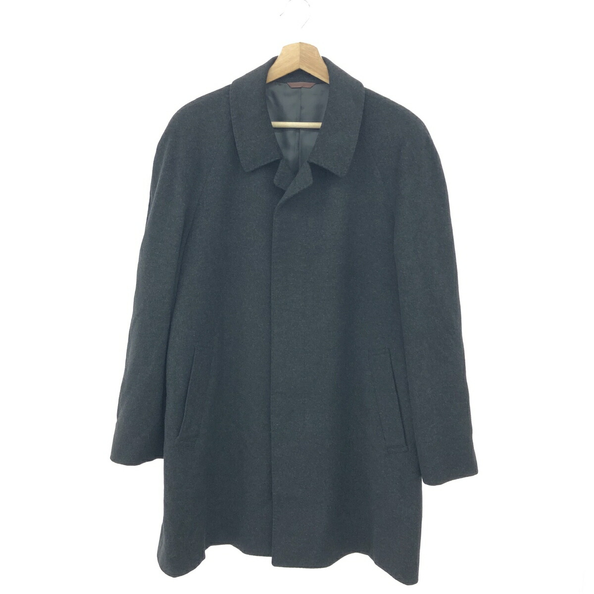 LIVBARY リブバリー カシミヤロングコート 良好 サイズ:L カシミヤ100％ ブラック/チャコールグレー メンズ【中古】｜リサイクル ティファナ