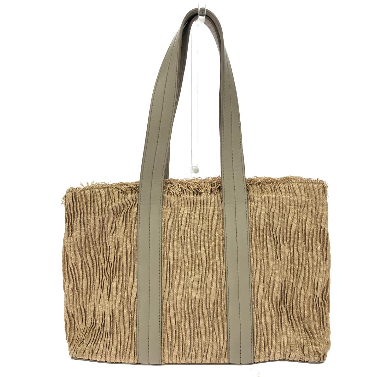 MAX MARA マックスマーラ 御徒面子 好ましい  ラフィア×なめし革    ベージュ レディース【中古】