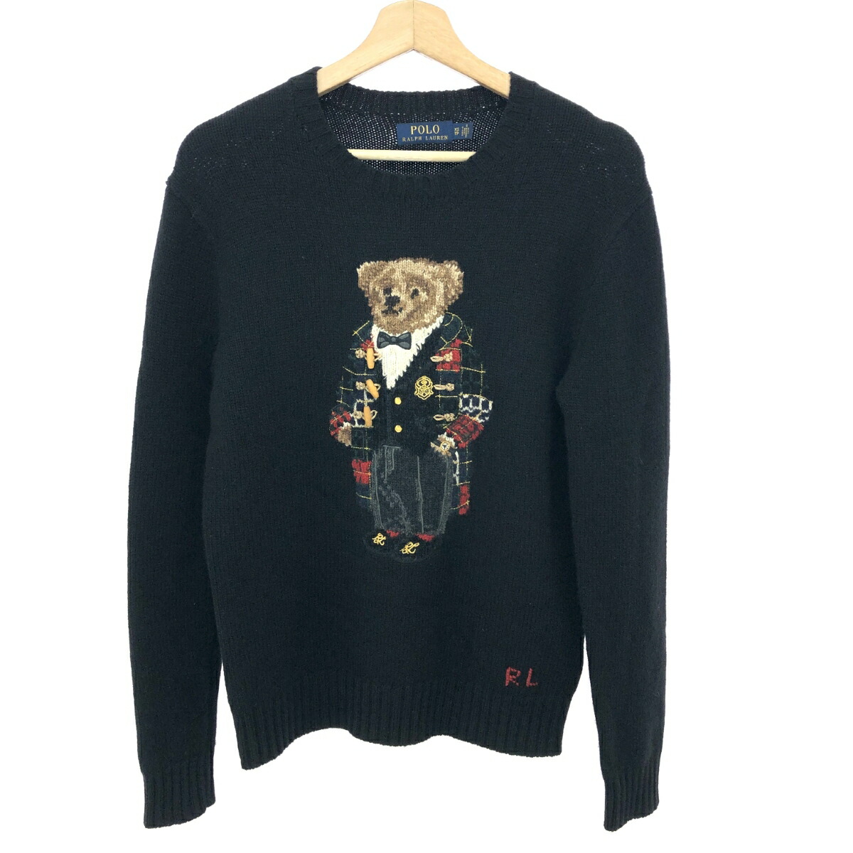 POLO RALPH LAUREN ポロラルフローレン 長袖ニット  サイズ:XS ポロベア/カシミヤブレンド    ブラック メンズ【中古】