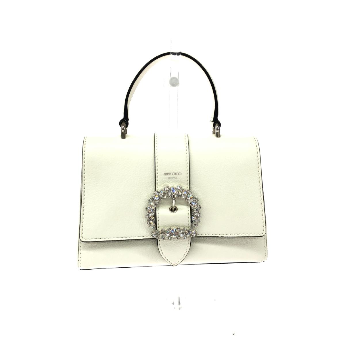 JIMMY CHOO ジミーチュウ 2WAY御徒面子 思わしい  ビジュー なめし革    白いこと レディース【中古】
