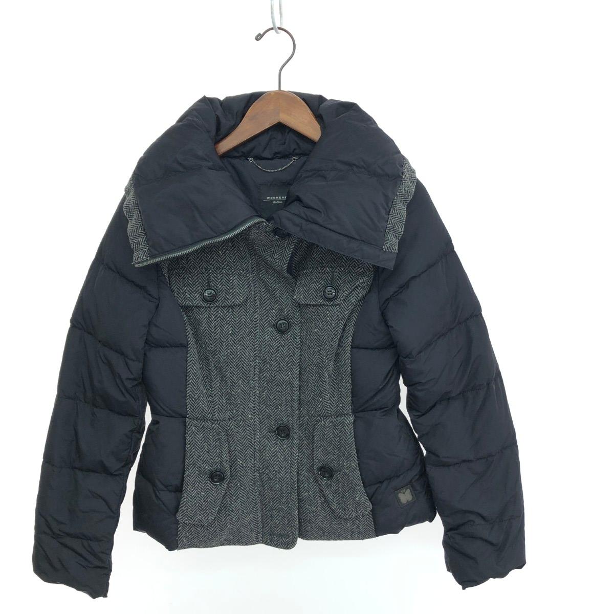 MAX MARA WEEKEND マックスマーラーウィークエンド ダウンジャケット サイズ:40 ツイード/異素材 ブラック/グレー レディース【中古】｜リサイクル ティファナ