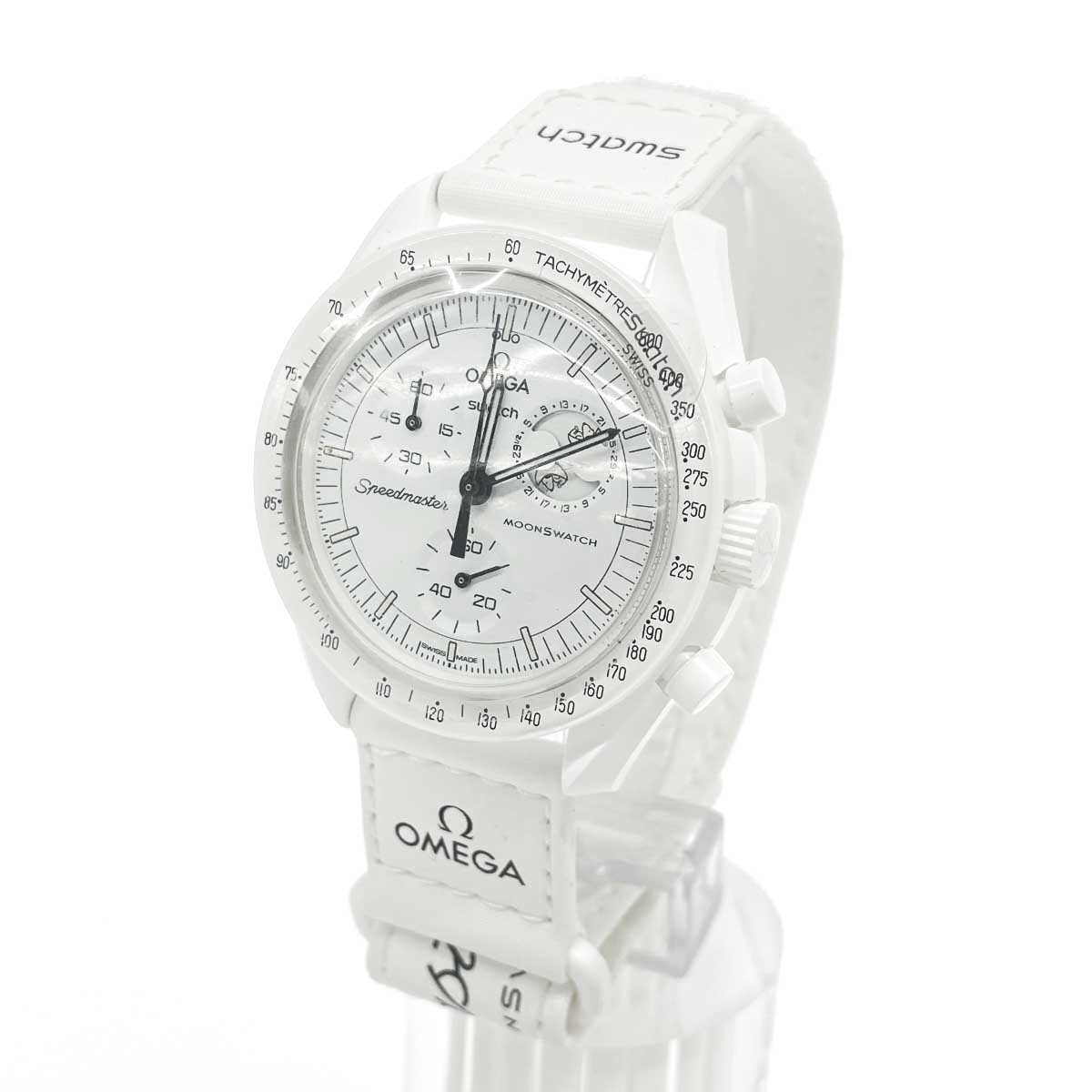swatch スウォッチ ウオッチ/石英/オメガコラボ   お月さま/おせっかい/クロノグラフ    白いこと 【中古】