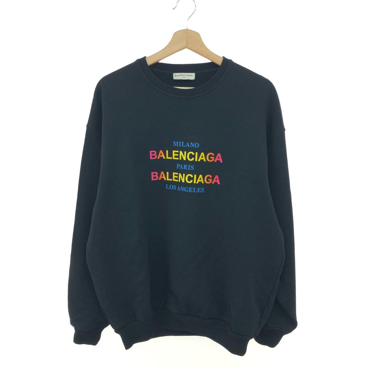 BALENCIAGA バレンシアガ 汗水  大きさ:L ロゴタイプ刷り上げる/調教師 501980   黒いこと メンズ【中古】