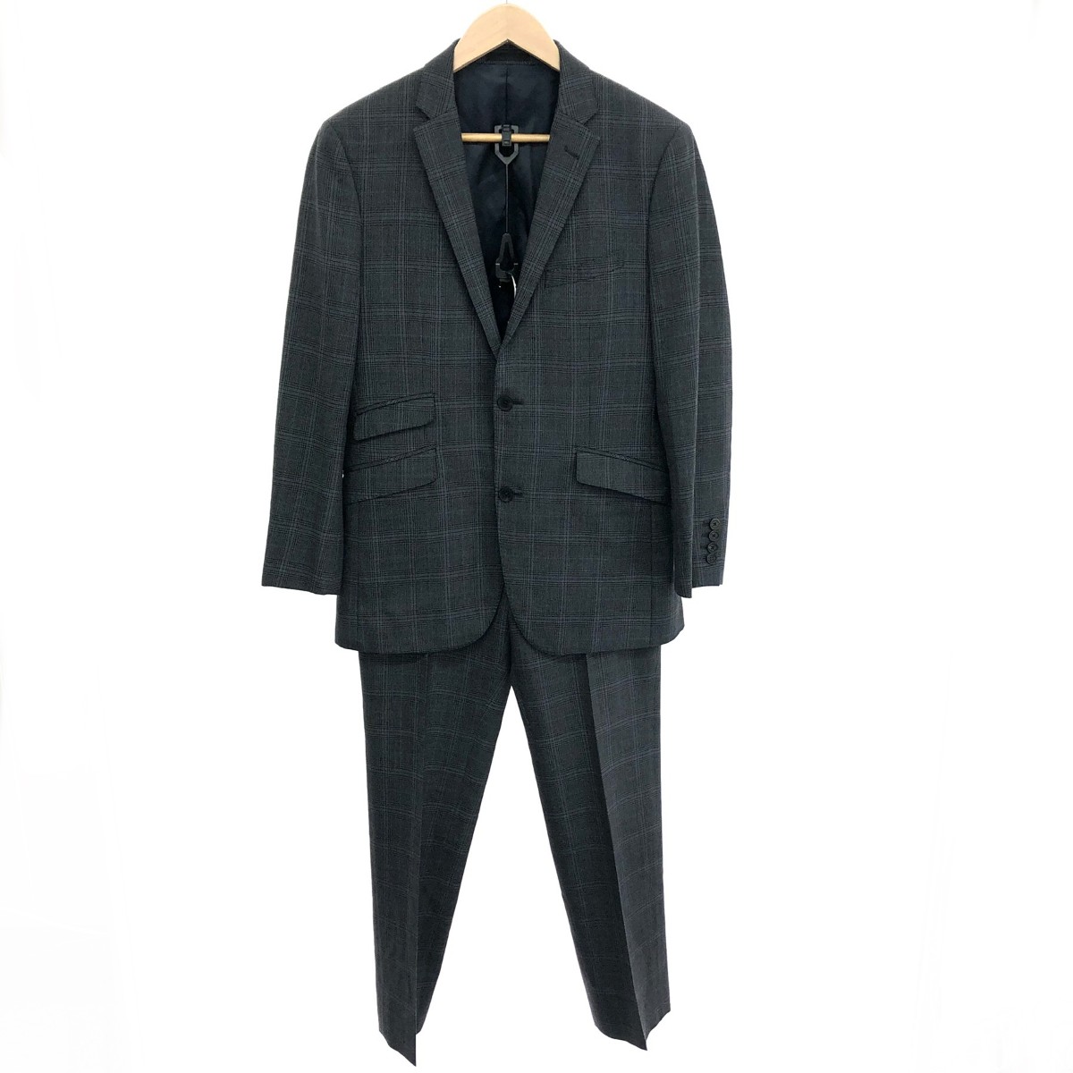 BURBERRY BLACK LABEL バーバリーブラックレーベル 2Bセットアップ サイズ:38L グレンチェック ブラック/グレー メンズ【中古】｜リサイクル ティファナ
